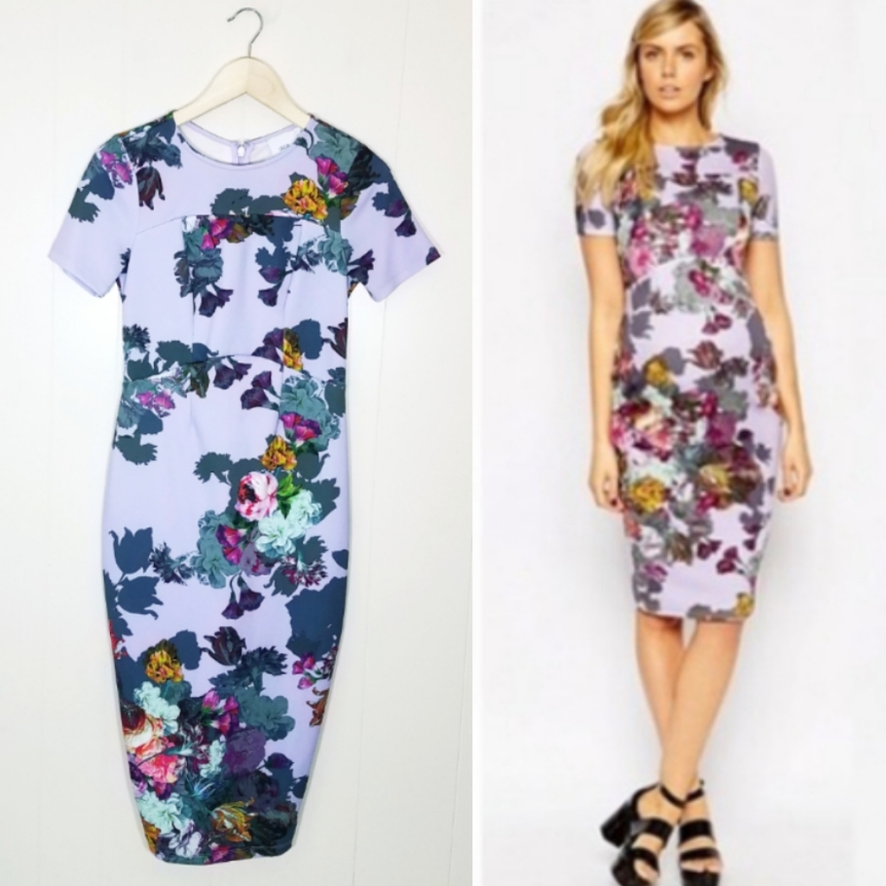 ASOS Lavender Floral Maternity Midi Dress